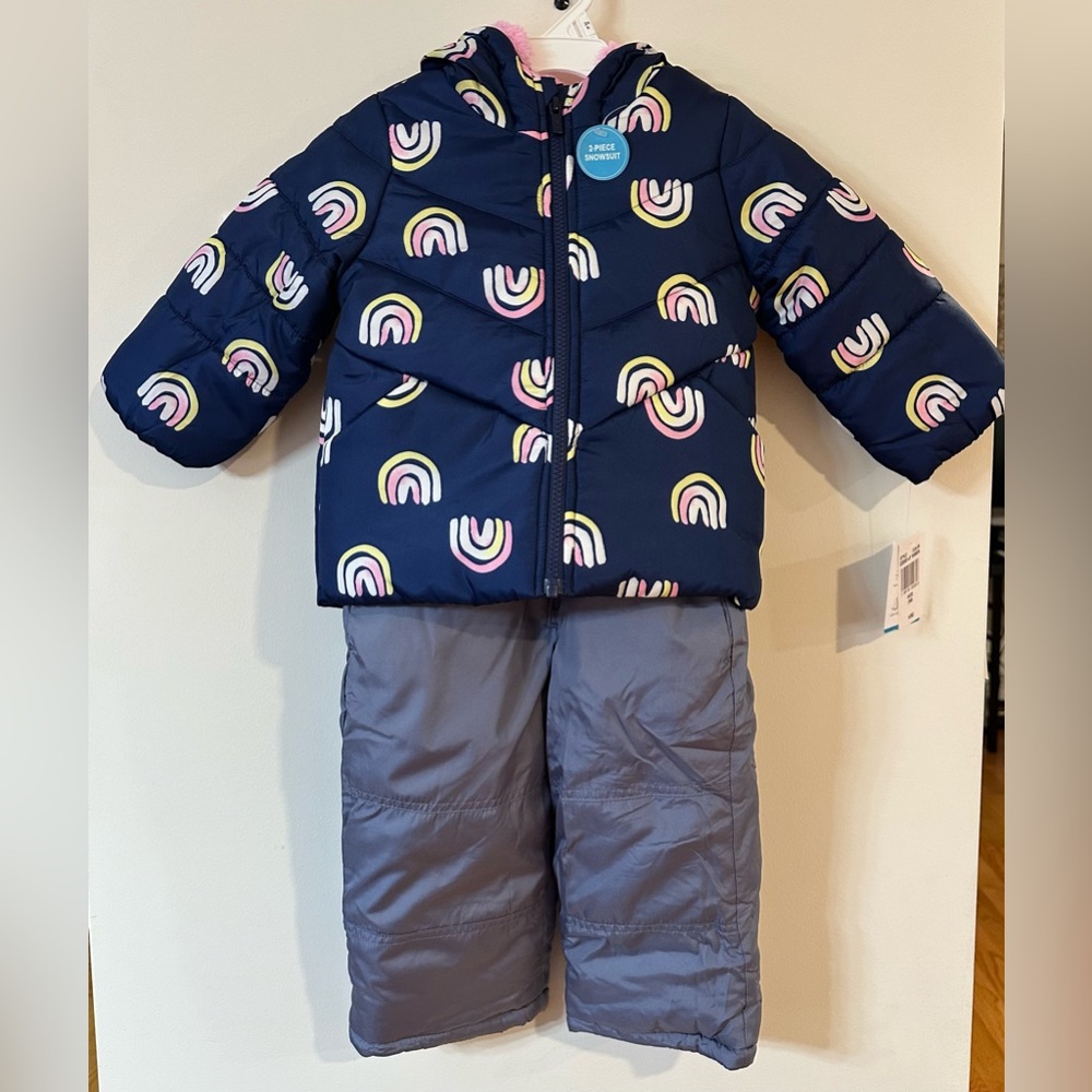 Carters Baby/Toddler Girls Navy/Gray/Rainbow/Pink Snowsuit Set NWT Size …